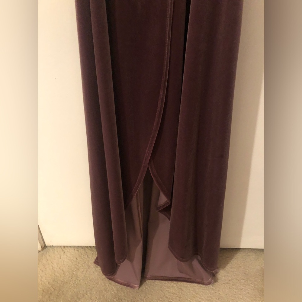 NWT Promesa Maxi Wrap Dress Flutter Sleeve Dark Pink Velvet V Neck Party Prom M - Picture 4 of 10
